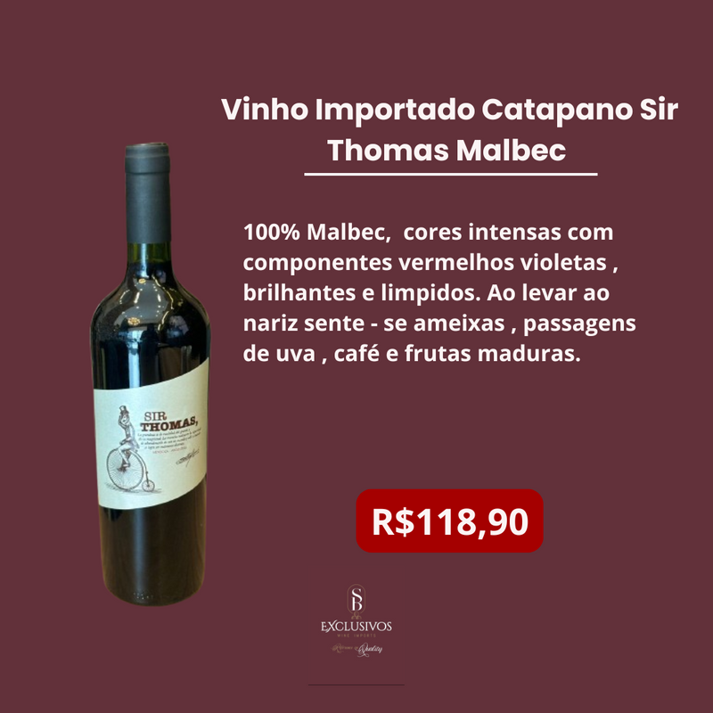 Vinho Importado Catapano Sir Thomas Malbec