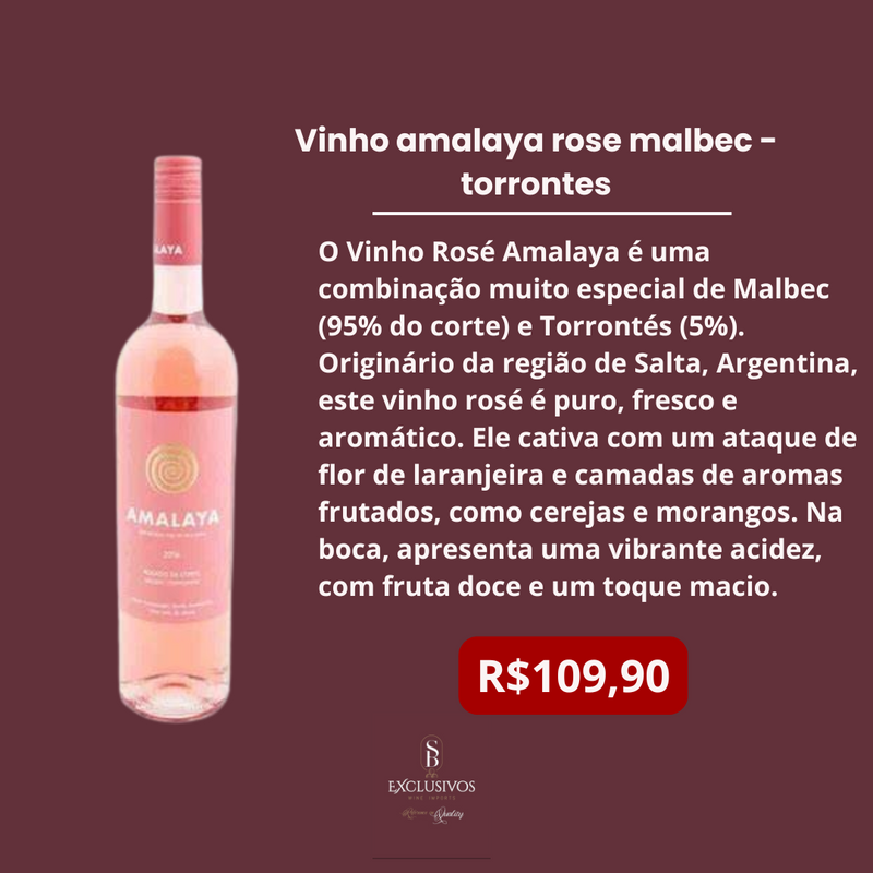 Vinho amalaya rose malbec - torrontes